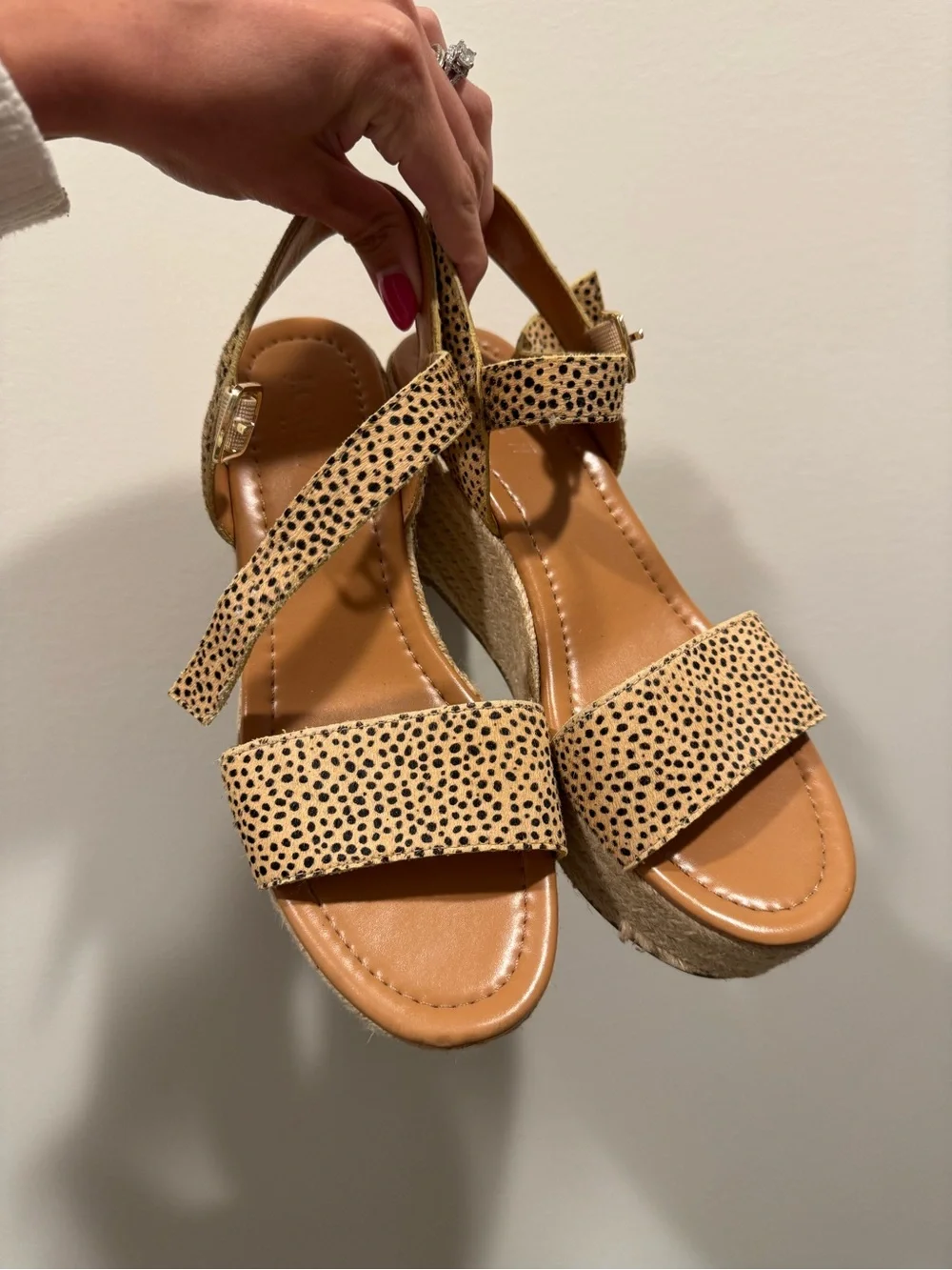 J. Crew Factory Tan & Black Cheetah Espadrille Wedge Sandals